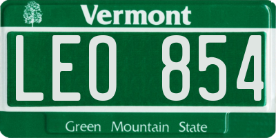 VT license plate LEO854