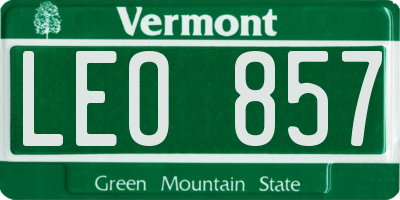 VT license plate LEO857