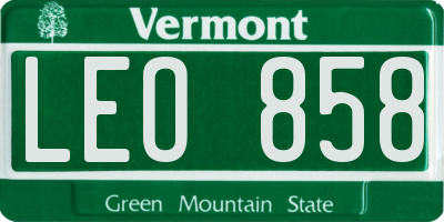 VT license plate LEO858