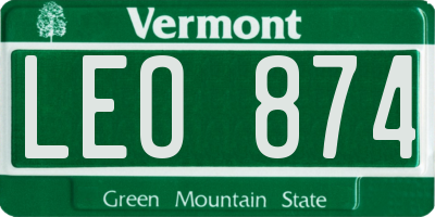 VT license plate LEO874