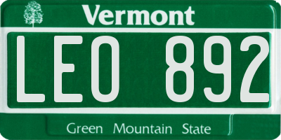 VT license plate LEO892