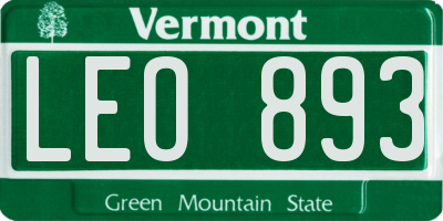 VT license plate LEO893