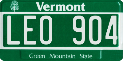 VT license plate LEO904
