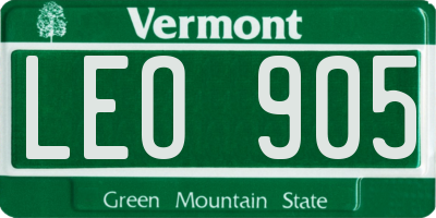 VT license plate LEO905