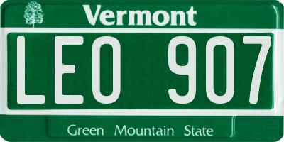 VT license plate LEO907
