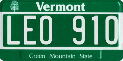 VT license plate LEO910