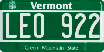 VT license plate LEO922
