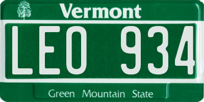 VT license plate LEO934