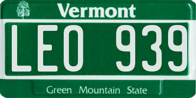 VT license plate LEO939