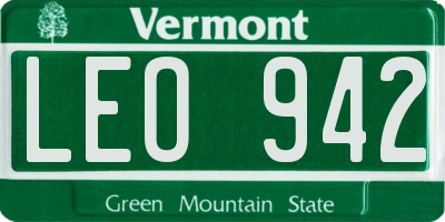 VT license plate LEO942