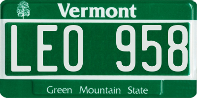 VT license plate LEO958