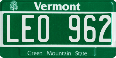VT license plate LEO962