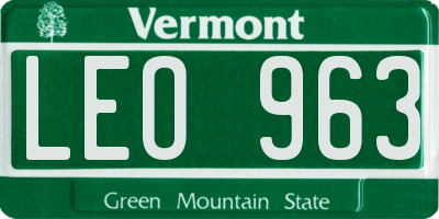 VT license plate LEO963