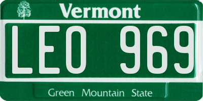 VT license plate LEO969