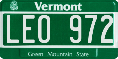 VT license plate LEO972