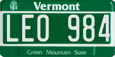 VT license plate LEO984
