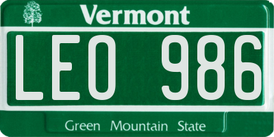 VT license plate LEO986