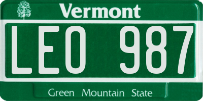 VT license plate LEO987