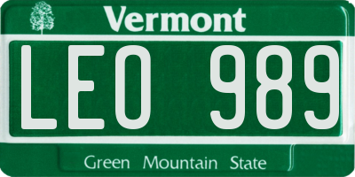 VT license plate LEO989