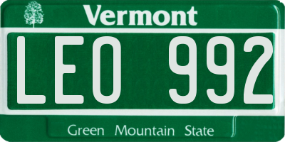 VT license plate LEO992