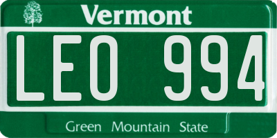 VT license plate LEO994