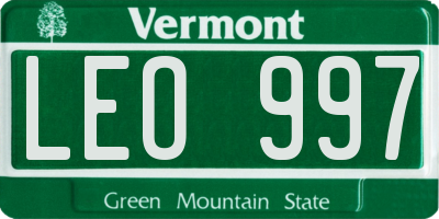 VT license plate LEO997