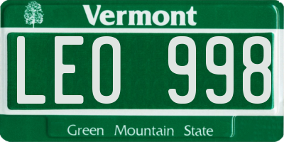 VT license plate LEO998