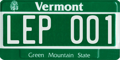 VT license plate LEP001