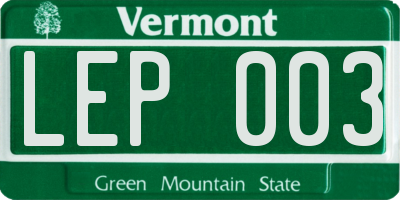 VT license plate LEP003