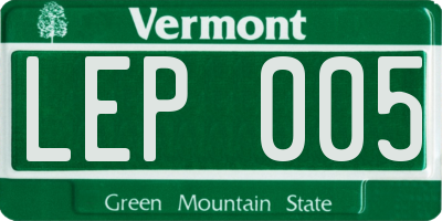 VT license plate LEP005