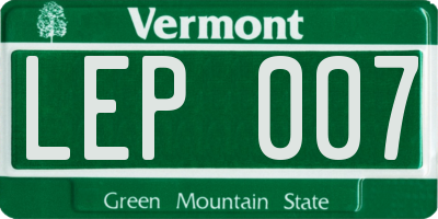 VT license plate LEP007