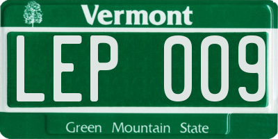 VT license plate LEP009