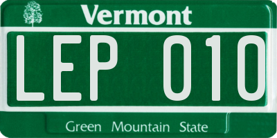 VT license plate LEP010