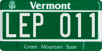 VT license plate LEP011