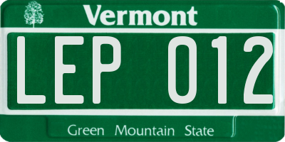 VT license plate LEP012