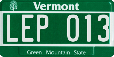 VT license plate LEP013