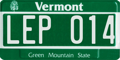 VT license plate LEP014