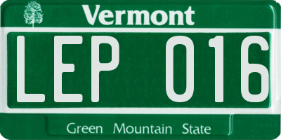 VT license plate LEP016