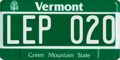VT license plate LEP020