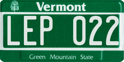 VT license plate LEP022