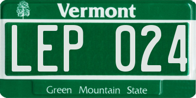 VT license plate LEP024