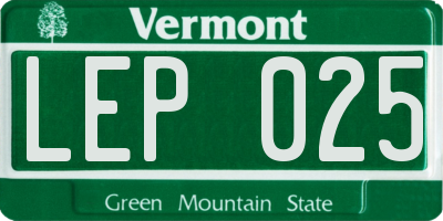 VT license plate LEP025