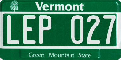 VT license plate LEP027