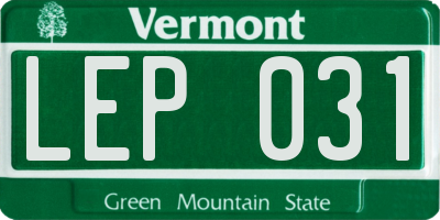 VT license plate LEP031