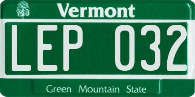 VT license plate LEP032