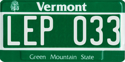 VT license plate LEP033