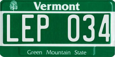 VT license plate LEP034