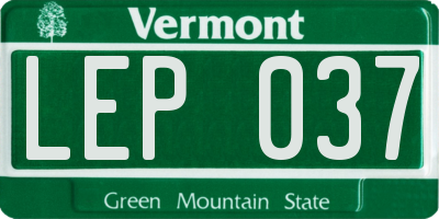 VT license plate LEP037
