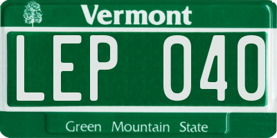 VT license plate LEP040