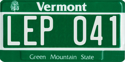 VT license plate LEP041